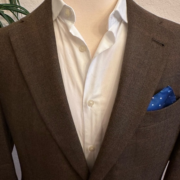 HART SCHAFFNER MARX MENS BLAZER SIZE 42 SPORT COAT BROWN PLAID WINDOWPANE JACKET - Picture 2 of 12